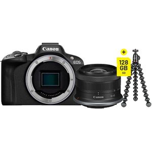 Canon - EOS R50 - Systeemcamera - Zwart - Inclusief RF-S 18-45mm IS STM, Joby Gorillapod, Peter Hadley SDXC 128GB