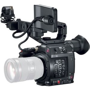 Canon EOS C200 EF-mount Cinema Camera with grip, viewfinder and monitor