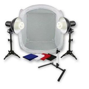 BRESSER Fotostudio Set - BR-2114 - Complete Opname Set - 80x80x80cm - Incl. Verlichting, Achtergronddoek, Opnametent