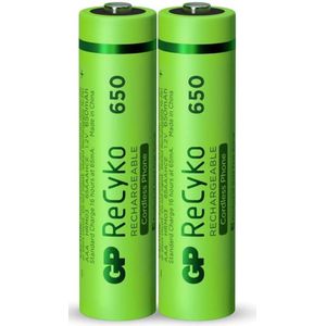 GP NiMH ReCyko AAA 650mAh 1,2V oplaadbaar, 2 stuks