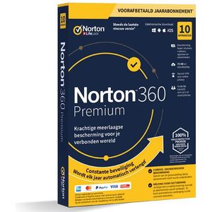 Norton 360 Premium - Antivirus - 75GB - 10 Apparaten - Download