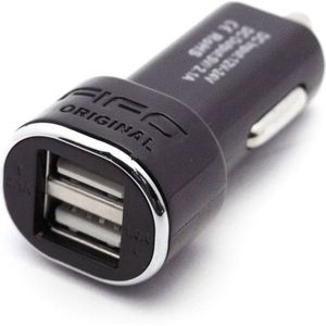 FIFO Dubbele USB autolader zwart (geen kabel) (47205)