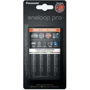 Panasonic Eneloop PRO Snelle Oplader Inclusief 4 Pro AA 2500mAh Batterijen BQ-CC55