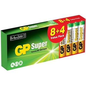 GP Super Alkaline AAA (mini penlite) 8+4 voordeelverpakking