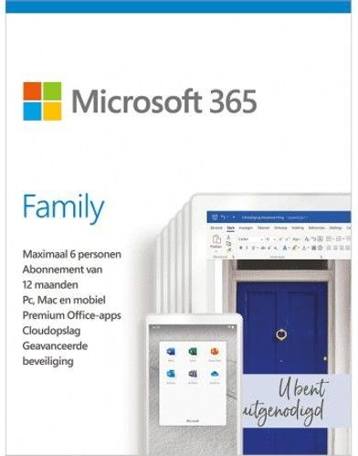 Microsoft 365 Family - 12 maanden/6 apparaten *Digitale licentie*
