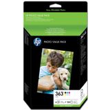 HP inktcartridge 363, 150 pagina's, OEM Q7966EE#301, 6 kleuren, met fotopapier, met beveiligingssysteem