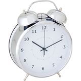 Wekker NeXtime dia. 23 cm, metaal, zilver, 'Wake Up'