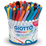 Giotto Turbo Glitter viltstiften, pot met 72 stuks in geassorteerde kleuren