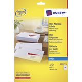 Inkjetetiket Avery 38,1x21,2mm wit 10 vel 65 etiketten per vel