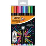 Bic fineliner Intensity, fijn, etui van 10 stuks in geassorteerde kleuren