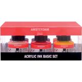 Amsterdam acryl inkt, set met 6 flacons van 30 ml, in geassorteerde kleuren
