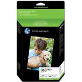 HP inktcartridge 363, 500 pagina's, OEM Q7966EE, 6 kleuren, incL. 150 vel fotopapier, 240g/m², 10 x 15cm