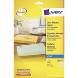 Adresetiket Avery 63,5x38,1mm transparant 25 vel 21 etiketten per vel