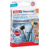 Tesa Powerstrips Transparent, draagkracht 1 kg, transparant, blister van 8 stuks