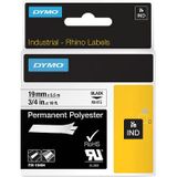 Dymo RHINO permanente polyester tape 19 mm, zwart op wit