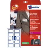 Badge etiket Avery 50x80mm NP 20 vel 10 etiketten per vel wit/blauw