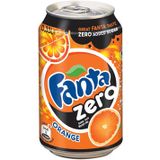 Fanta Zero Orange frisdrank, blik van 33 cl, pak van 24 stuks