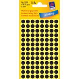 Avery Ronde etiketten diameter 8 mm, zwart, 416 stuks
