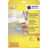 Laseretiket Avery 38,1x21,2mm 20 vel 65 etiketten per vel rood