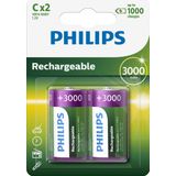 Philips Rechargeable NimH C/HR14 3000mah blister 2