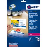 Visitekaartjes Avery 85x54mm 220gr wit 10 vel 10 kaarten per vel