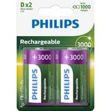 Philips Rechargeable NimH D/HR20 3000mah blister 2