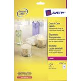 Laseretiket Avery 63,5x38,1mm transparant 25 vel 21 etiketten per vel