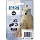 Epson inktcartridge 26XL, 400 pagina's, OEM C13T26314012, foto zwart