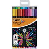 Bic fineliner Intensity, fijn, etui van 20 stuks in geassorteerde kleuren