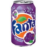 Fanta Cassis frisdrank, blik van 33 cl, pak van 24 stuks