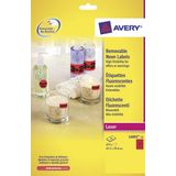 Laseretiket Avery 63,5x29,6mm 25 vel 27 etiketten per vel neonrood