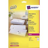 Laseretiket Avery 38,1x21,2mm wit 25 vel 65 etiketten per vel