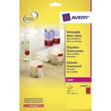 Adresetiket Avery 99,1x38,1mm neonrood 25 vel 14 etiketten per vel