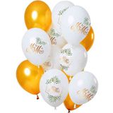 Ballonnen Bruiloft Mr & Mrs Goudkleurig 12 stuks