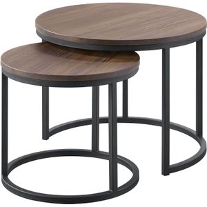 Profijt Meubel Bijzettafelset Budrio donkerbruin 45 en 60 cm rond