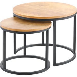 Profijt Meubel Bijzettafelset Budrio lichtbruin 45 en 60 cm rond