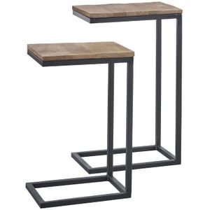 Profijt Meubel Bijzettafelset Northwood mangohout 27 en 28 cm rechthoekig
