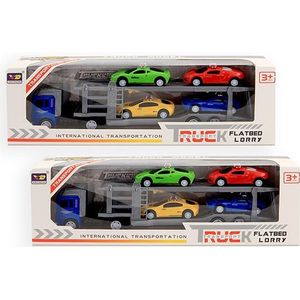 Jonotoys Vrachtwagen Met 4 Auto's 32 Cm Multicolor