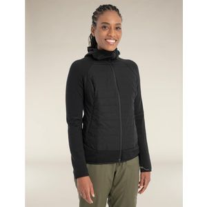 Icebreaker Women Merino Quantum Hybrid LS Zip Hoodie Damen (Schwarz L Größe) Hoodies