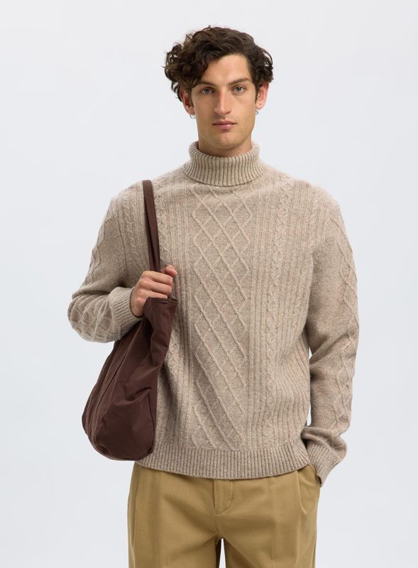 Selected Homme - Coltrui Neil - Kaki - Gebreide Trui - Heren