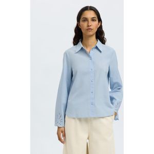 Broderie Anglaise Overhemd Met Lange Mouwen