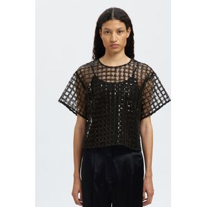 Pailletten Top Met Korte Mouwen