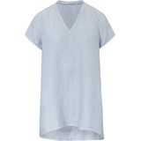 Blouse van 100% linnen korte mouwen elemente clemente blauw
