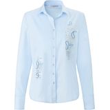 Blouse in overhemdmodel lange mouwen mayfair by Peter Hahn blauw