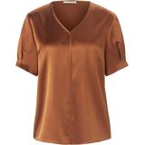 Blouse korte mouwen en V-hals Uta Raasch bruin