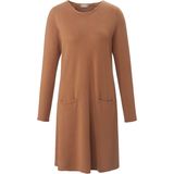 Gebreide jurk van 100% kasjmier lange mouwen include bruin