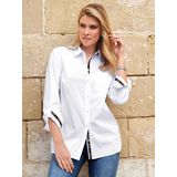 Blouse overhemdkraag en zijsplitten Anna Aura wit