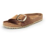 Slippers Madrid Big Buckle van rundnappaleer Birkenstock bruin