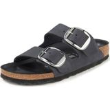 Slippers Arizona Big Buckle van rundnubuckleer Birkenstock zwart