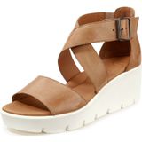 Sandalen plateauzool van kalfsnappaleer Paul Green bruin